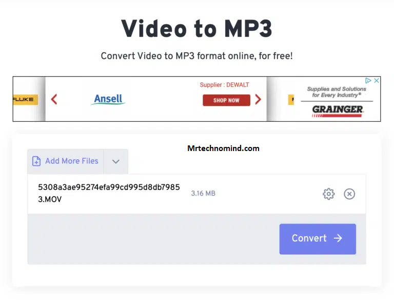 Select Mp3 as the Output Format