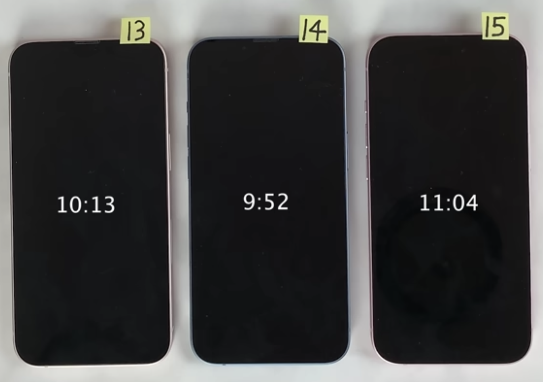 iPhone 15 vs iPhone 14 vs iPhone 13 Battery Life Drain Test